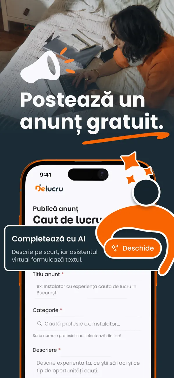 Formularul de publicare a unui anunț, cu completare asistată